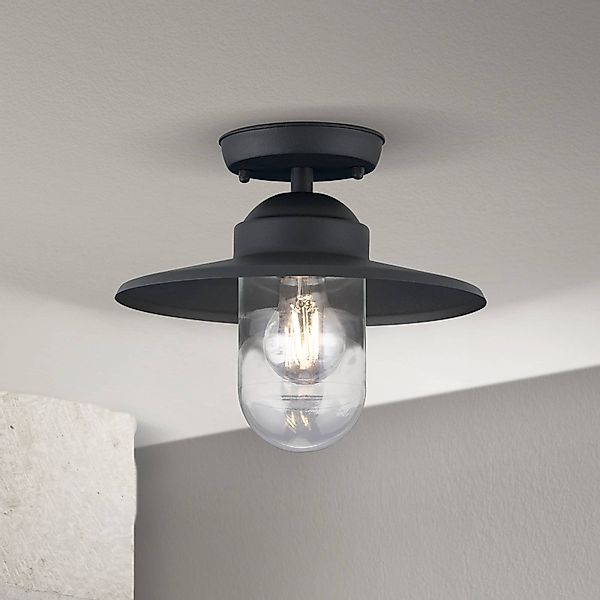 Außen-Deckenlampe Edward, anthrazit, Ø 27,5 cm, Aluminium günstig online kaufen