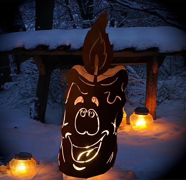 Antikas Weihnachtsfigur Edelrost Windlicht, Laterne für Kerze Haustür, Deko günstig online kaufen