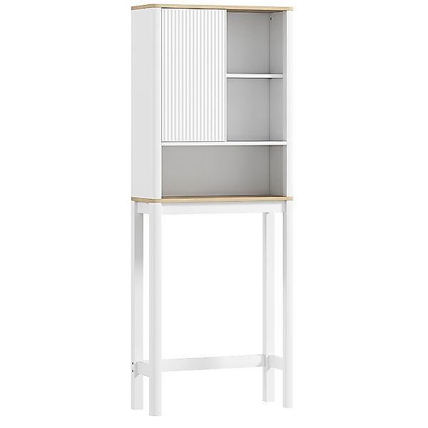 HOMCOM Badschrank über Toilette – Schrank mit gerillter Tür, offene Fächer günstig online kaufen