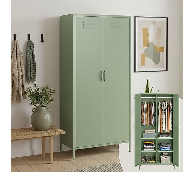 skølm Kleiderschrank Atria aus Metall (Mintgrün) Metallschrank mit 6 Fächer günstig online kaufen