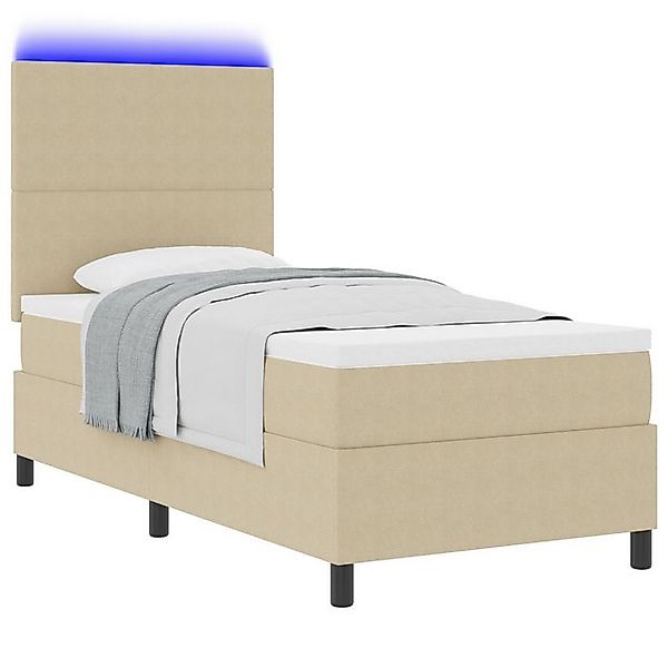 vidaXL Bett Boxspringbett mit Matratze & LED Licht Grün Grau 80x200 cm Ripp günstig online kaufen