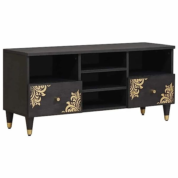 vidaXL TV-Schränk mit Regal Schwarz 100 x 33 x 46 cm Massivholz Mango 40188 günstig online kaufen