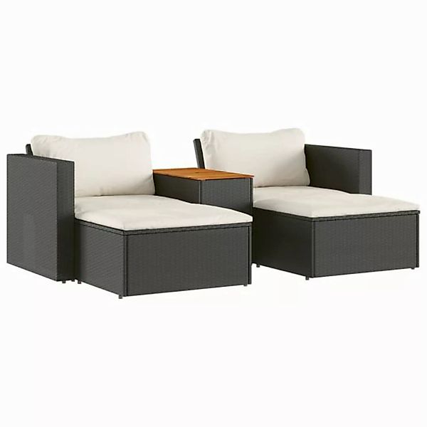 vidaXL Loungesofa 5tlg. Garten-Sofagarnitur mit Kissen Schwarz Poly Rattan, günstig online kaufen