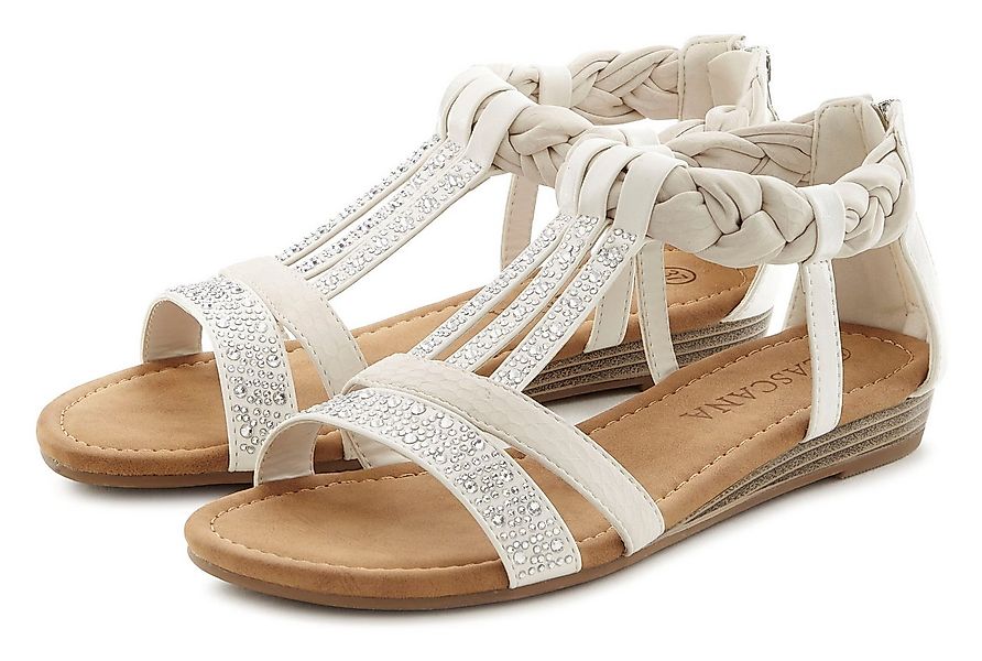 LASCANA Sommerschuh, Sandalette Sandale mit Glitzersteinen und kleinem Keil günstig online kaufen
