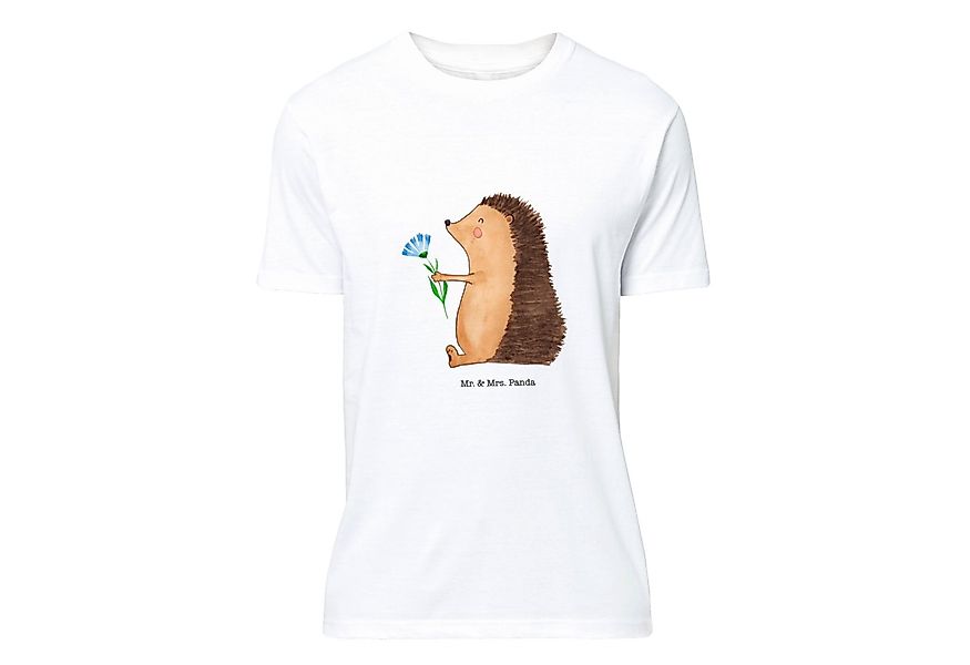 Mr. & Mrs. Panda T-Shirt Igel mit Blume - Weiß - Geschenk, Schlafshirt, lus günstig online kaufen