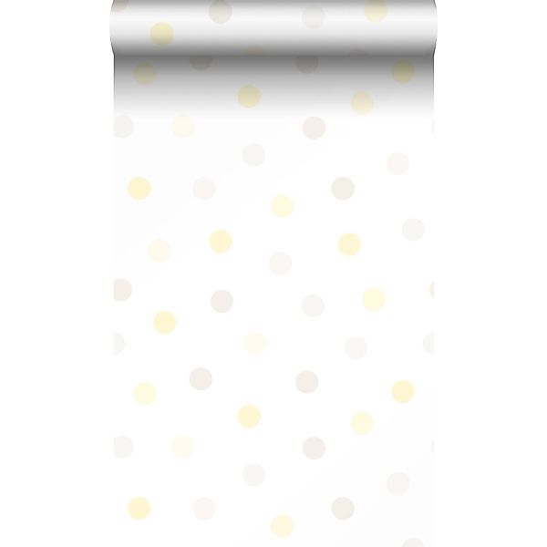 Origin Wallcoverings Tapete Punktmuster Pastellgelb Hellgrau und Crème-Beig günstig online kaufen