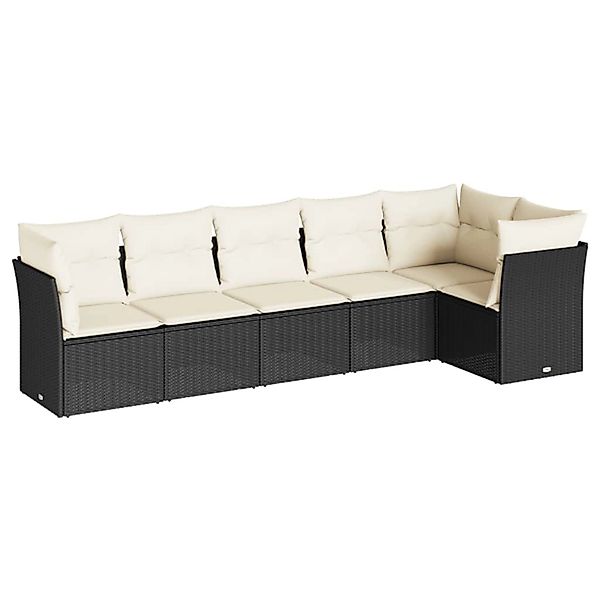 vidaXL 6-Tlg Garten-Sofagarnitur mit Kissen Schwarz Poly Rattan 3249495 günstig online kaufen