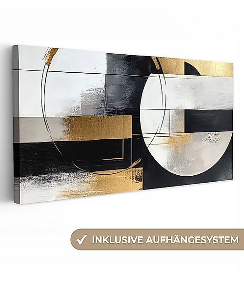 OneMillionCanvasses® Leinwandbild Panorama Abstrakt - Gold - Silber - Forme günstig online kaufen