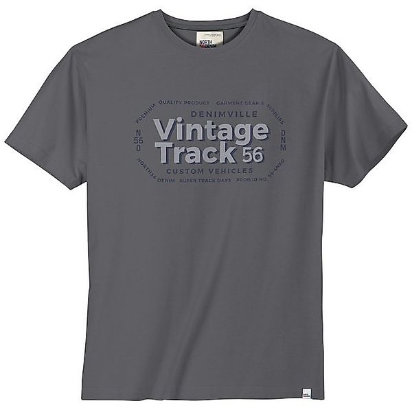 north 56 4 Rundhalsshirt North56°Denim XXL T-Shirt grau Print Vintage Track günstig online kaufen