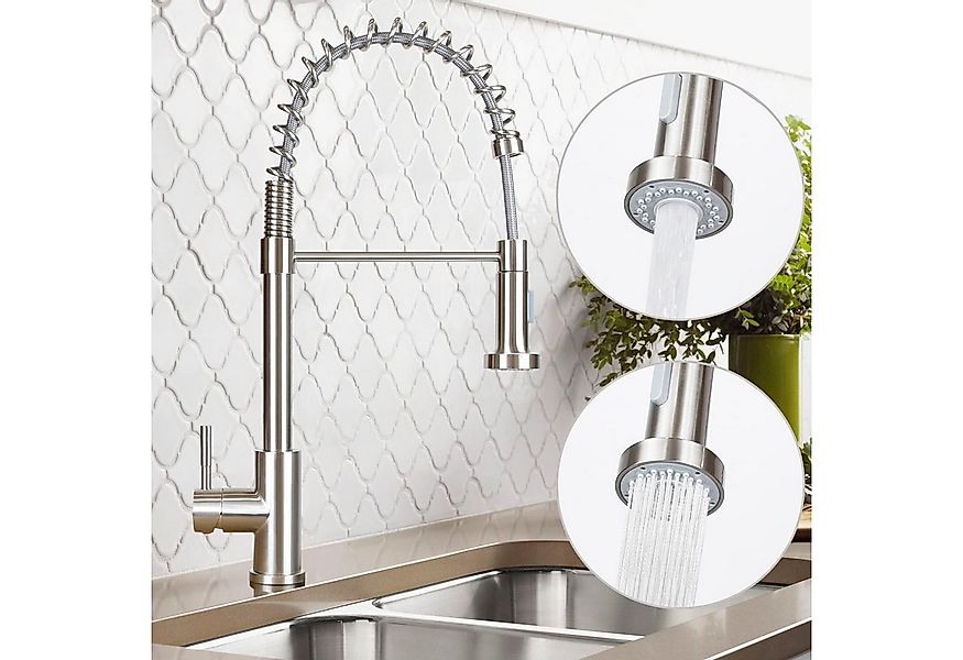 Nettlife Spültischarmatur Küchenarmatur Ausziehbar 360° Hochdruck Federbela günstig online kaufen