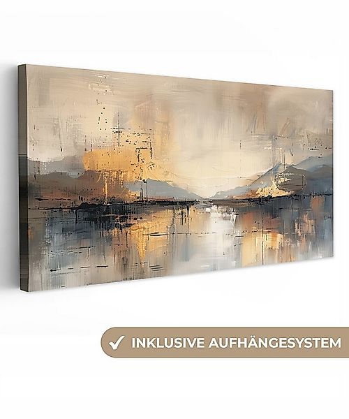 OneMillionCanvasses® Leinwandbild Panorama Abstrakt - Modern - Beige - Ästh günstig online kaufen