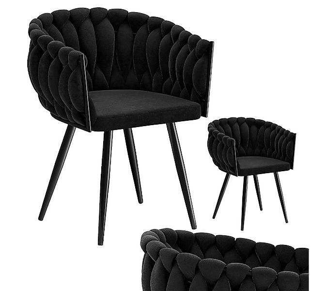 skølm Esszimmerstuhl Sudri mit Samtbezug gepolstert (2er Set, schwarz, Meta günstig online kaufen