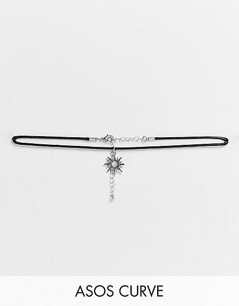 ASOS DESIGN Curve – Halskette im Kordeldesign mit silberfarbenem Mondstein- günstig online kaufen