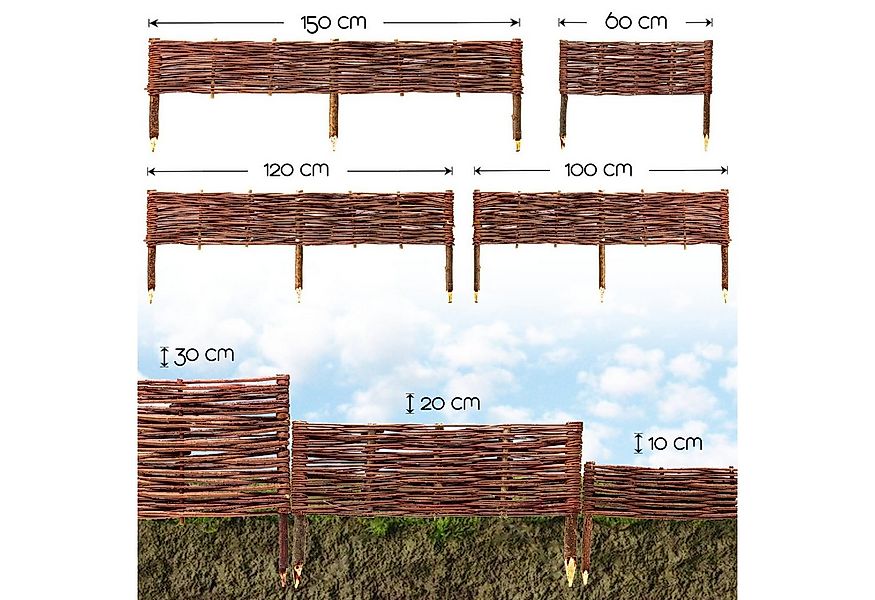 BooGardi Beetumrandung Beeteinfassung Weide, LxH: 60x10 cm, 5er Set, Beetbe günstig online kaufen