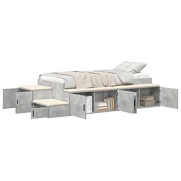vidaXL Bett Stauraumbett Beton grau Holzwerkstoff 100 x 200 cm (1-tlg) günstig online kaufen