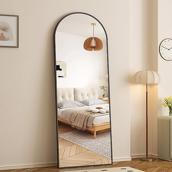 WDWRITTI Standspiegel Ganzkörperspiegel Oval Weiß Schwarz günstig online kaufen
