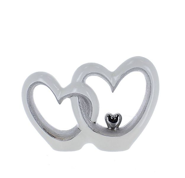 MICA Dekofigur Standdeko - Herzsilhouette - weiß/siber - aus Keramik - ca. günstig online kaufen