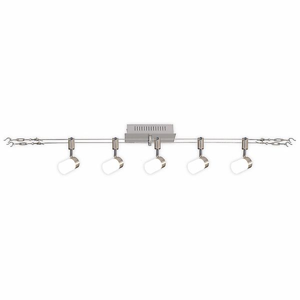 Näve LED-Seilsystem-Deckenspots Tony 5 Flammig Stahl-Blank 4,7 cm x 22 cm x günstig online kaufen