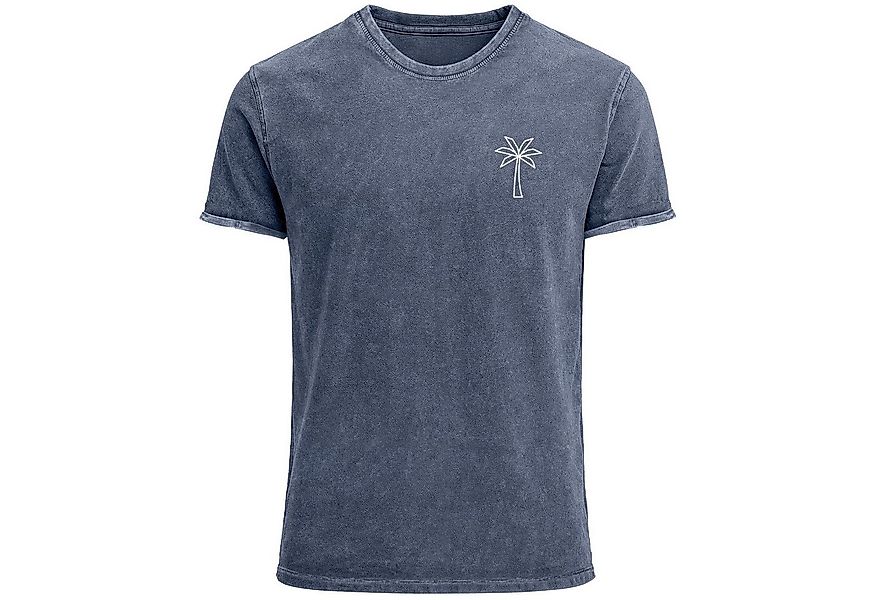 Neverless Print-Shirt Herren T-Shirt mit Palmen Logo – Vintage Waschoptik K günstig online kaufen