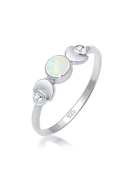 Elli Fingerring "Vintage Design Halbmond Opal Zirkonia 925er Silber" günstig online kaufen