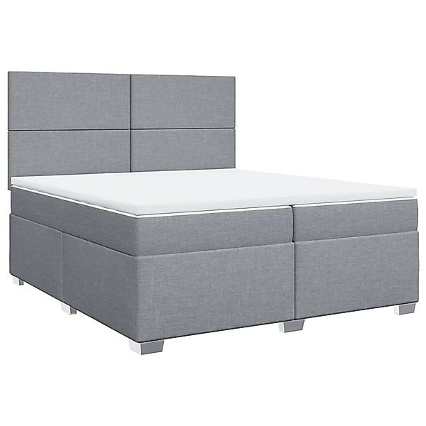 vidaXL Boxspringbett, Boxspringbett mit Matratze Hellgrau 200x200 cm Stoff günstig online kaufen