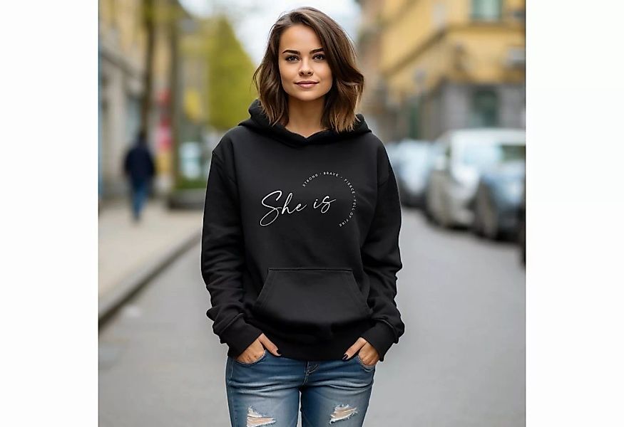 ANNIS Fashion & Accessoires Kapuzensweatshirt "SHE IS" (1-tlg) hoher Bio-Ba günstig online kaufen