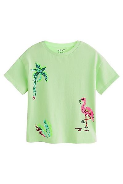 Next Paillettenshirt Oversized Fit T-Shirt mit Pailletten, Blumengrafik (1- günstig online kaufen