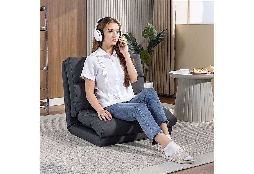 HOMCOM Bodenkissen mit Bettfunktion, Leinenoptik, für Wohnzimmer Schlafzimm günstig online kaufen