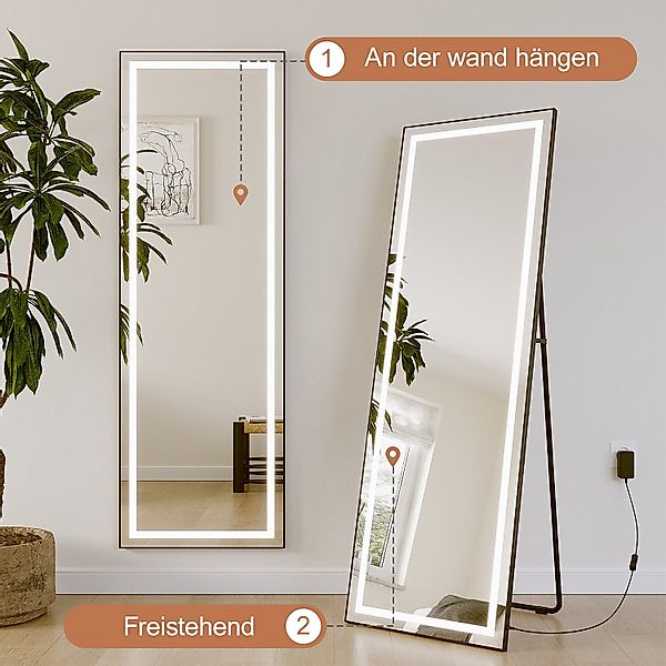 AQUABATOS Ganzkörperspiegel Led Wand schwarz mit günstig online kaufen