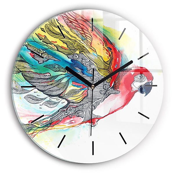Tulup Wanduhr Glasuhr Bunter Papagei Uhr günstig online kaufen
