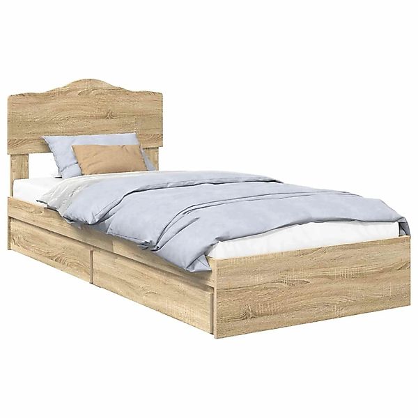 vidaXL Stauraumbett Sonoma-Eiche 100 x 200 cm Holzwerkstoff 3413126 günstig online kaufen