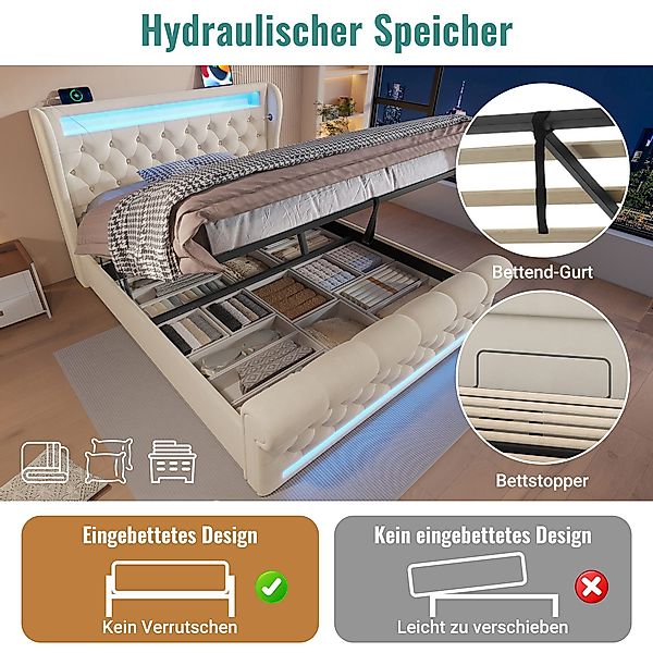 i@home Polsterbett Polsterbett mit LED & günstig online kaufen