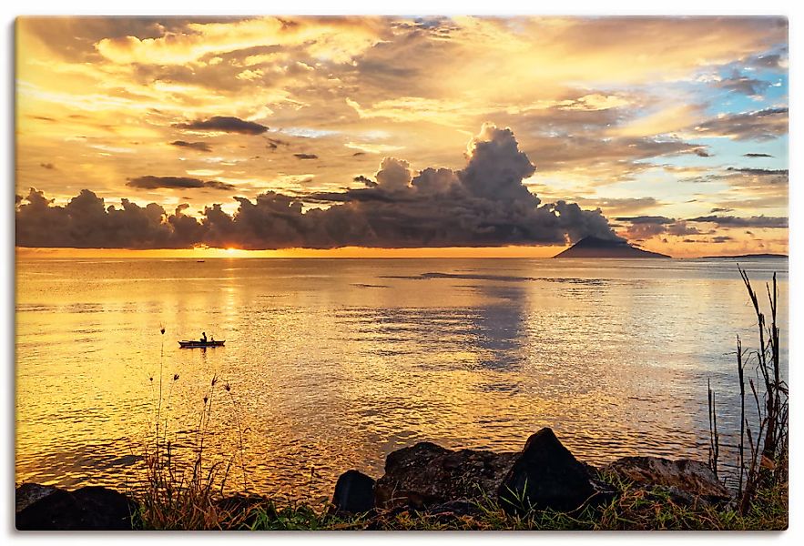 Artland Leinwandbild "Sonnenuntergang mit einem Boot" Sonnenaufgang & -unte günstig online kaufen