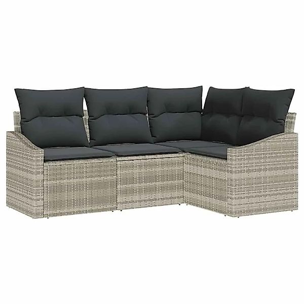vidaXL Gartensofa-set mit Kissen 4-Tlg Hellgrau Poly-Rattan 3355371 günstig online kaufen