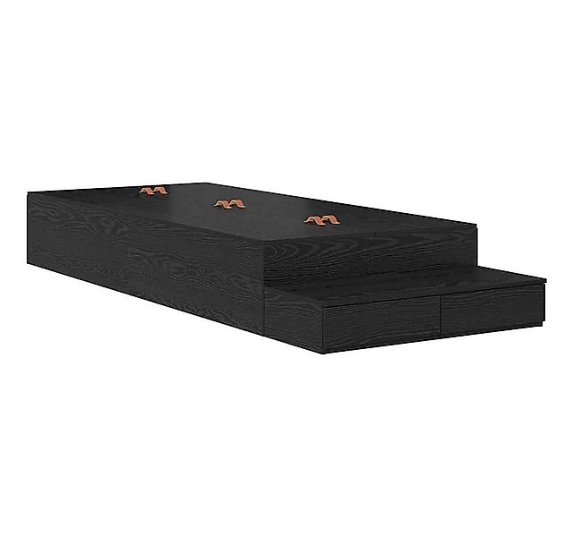 vidaXL Bett Aufbewahrungsbettgestell Schwarz Eichen-Optik 90 cm (1-tlg) günstig online kaufen