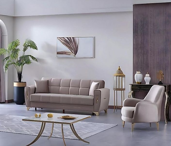 JVmoebel 3-Sitzer Textilsofa Luxus Design Sofa Set 3+1 Sitzer Komplett Wohn günstig online kaufen