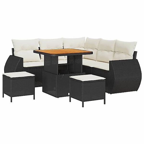 vidaXL Gartensofa-set mit Kissen 8-Tlg Schwarz und Creme Poly-Rattan 336382 günstig online kaufen