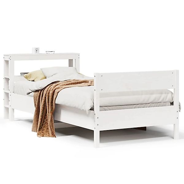 vidaXL Massivholzbett ohne Matratze Weiß 90x200 cm Kiefernholz 3306196 günstig online kaufen