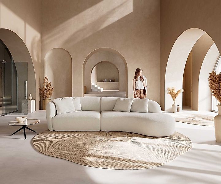DELIFE Big-Sofa Mairi, Bouclé Creme-Weiß 330x160 günstig online kaufen