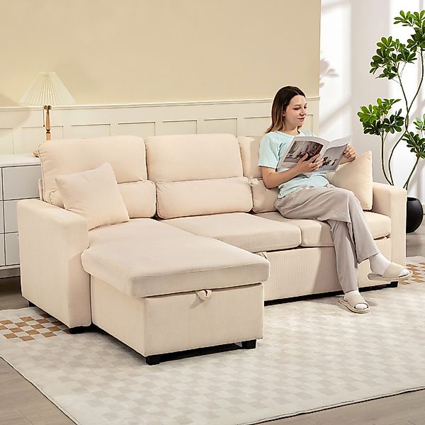 HOMCOM Ecksofa mit Bettfunktion, L-Form, Ecksofa günstig online kaufen