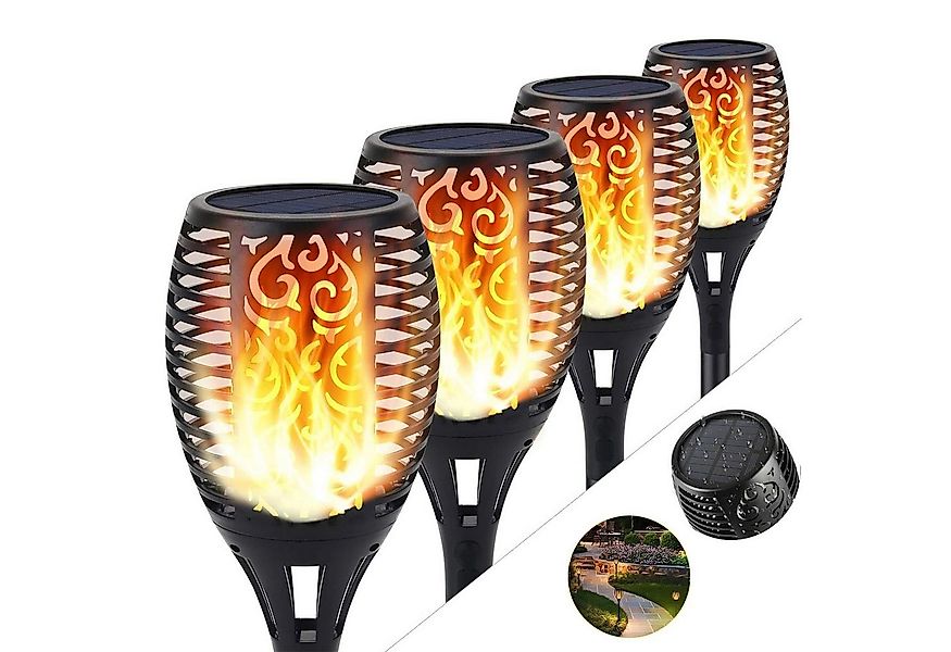 VERCO Gartenfackel Solarleuchte, Lampe fest integriert, Warmweiß, 96 Leds m günstig online kaufen