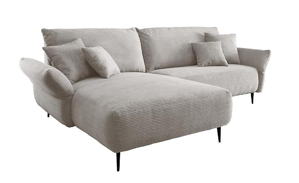 Ecksofa 260x178 cm inkl. Armlehn-Funktion 4802 Cord Silber günstig online kaufen