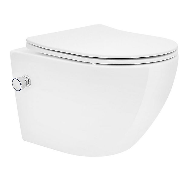 LuxeBath Tiefspül-WC Spülrandloses Hänge WC Keramik mit WC-Sitz abnehmbar S günstig online kaufen