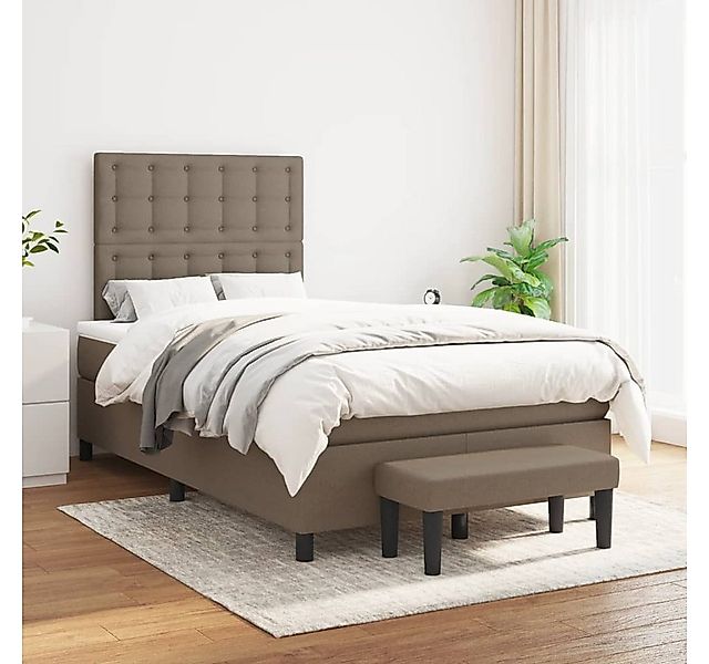 vidaXL Boxspringbett, Boxspringbett mit Matratze Taupe 120x200 cm Stoff günstig online kaufen
