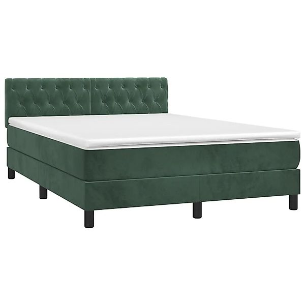vidaXL Boxspringbett mit Matratze Dunkelgrün 140x200 cm Samt 3141488 günstig online kaufen
