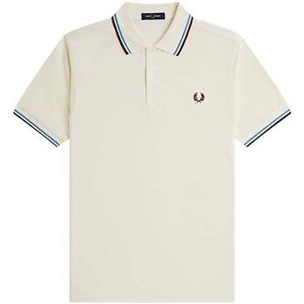 Fred Perry  Langarmshirt Twin Tipped Polo Shirt Ecru/Court Blue/Oxblood günstig online kaufen