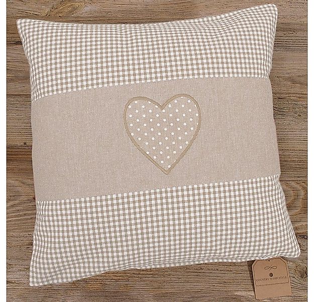 matches21 HOME & HOBBY Kissenbezüge Kissen-Bezug 40x40 cm Herz beige weiß g günstig online kaufen