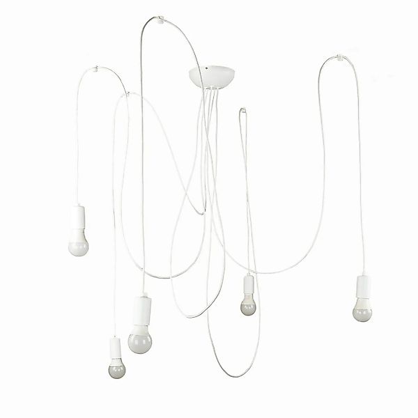 Licht-Erlebnisse Hängelampe Weiß Flexibel 300 cm Lang Metall E27 5-Flammig günstig online kaufen