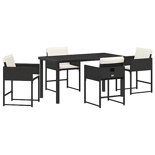 vidaXL Garten Essgruppe mit Kissen 5-Tlg Schwarz Poly Rattan 3380005 günstig online kaufen