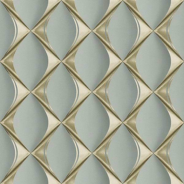 PROFHOME 386913-GU 3D Tapete Grafisch Matt Grün Gold minz-Grün 0,53 m x 10, günstig online kaufen
